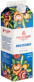Молоко цельное 3,4-4% 1л п/п Городец
