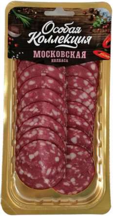 Колбаса Московская варено-копченая ГОСТ нарезка 100гр Особая коллекция Чернышихинский МК