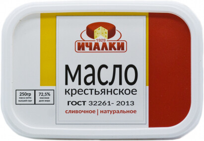 Масло Ичалки Сливочное Крестьянское 72,5% 250г
