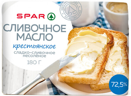 Масло SPAR Крестьянское 72,5% 180г