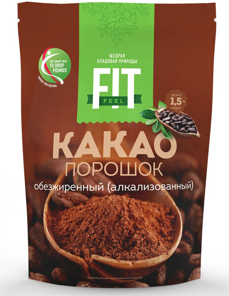 Какао FitParad обезжиренное 1,5%, 150 г