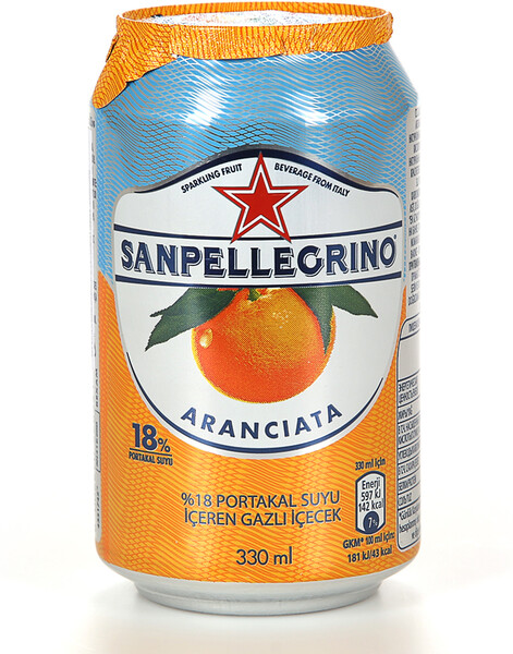 Напиток Sanpellegrino Aranciata (Санпеллегрино апельсин) безалкогольный газированный сокосодержащий, 0,33л