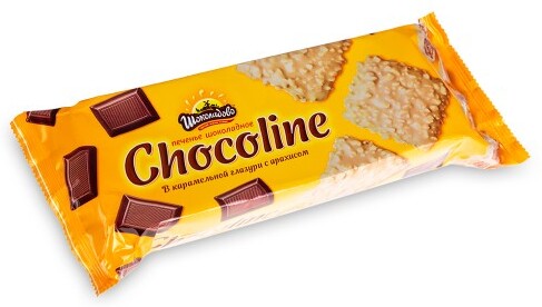 Печенье  глазированное с арахисом Chocoline Шоколадово 200г с какао и вкусом карамели