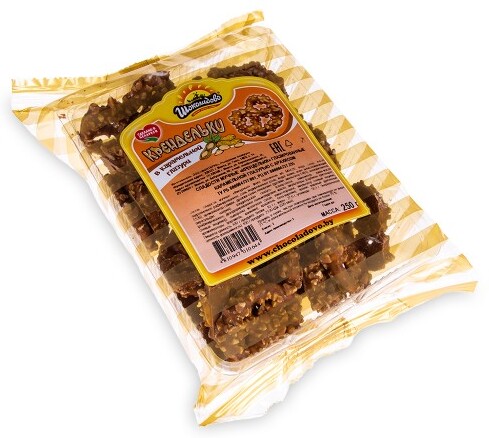 Крендельки в глазури со вкусом карамели и арахисом Шоколадово 250г