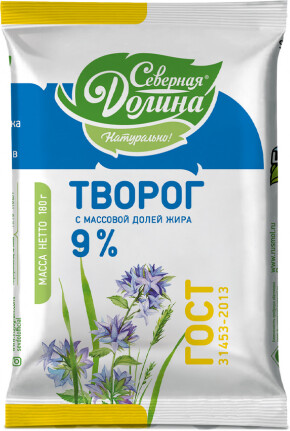 Творог «Северная Долина» 9%, 180 г