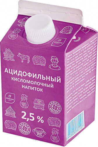 Напиток ацидофильный ПРОСТО МОЛОКО 2,5%, без змж, 450г Россия, 450 г