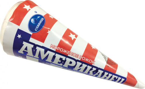 Мороженое Славица Американец Ван-клуб С клубничным джемом Вафельный рожок