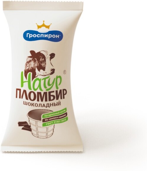 Мороженое пломбир Гроспирон Натуральный шоколадный 12% 90 г