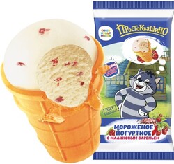 Мороженое сливочное Полярис Простоквашино йогуртное с малиновым наполнителем 10% бзмж 80 г