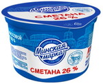 Сметана Минская марка 26%, 180 гр., ПЭТ стакан