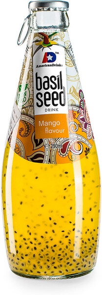Напиток безалкогольный Basil Seed негазированный со вкусом Манго и семенами базилика Rita Foods & Drink Co.,LTD 0.29 л стеклянная бутылка Вьетнам