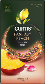 Чай зеленый Curtis  Fantasy Peach c ароматом персика лемонграссом и лепестками розы, 25 пакетиков