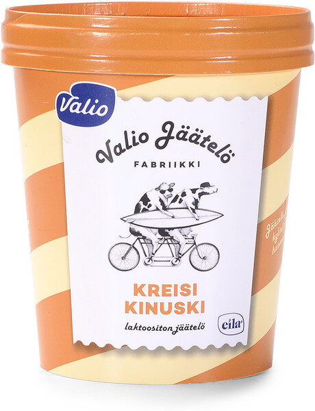 Мороженое Valio сливочное ванильное Карамель с кусочками фаджа без лактозы 480 мл