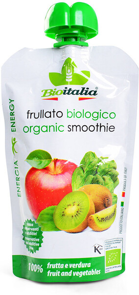 Смузи Bioitalia с яблоком,киви и шпинатом 120г дой-пак Италия