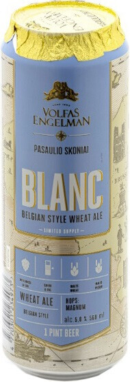Пивной напиток Volfas Engelman Blanc нефильтрованный 5 % алк., Литва, 0,568 л