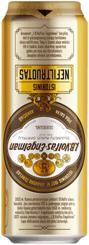 Пиво Volfas Engelman Historic светлое нефильтрованное пастеризованное 5,2 % алк., Литва, 0,568 мл