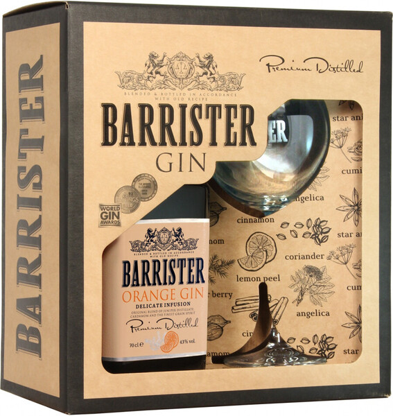 Джин Barrister Orange Gin (gift box with a glass) 0.7л