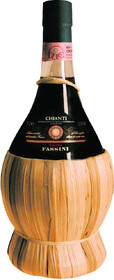 Вино красное сухое «Fassini Chianti» в соломенной фьяске, 1.5 л