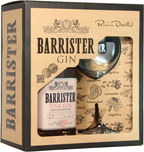 Джин Barrister Pink Gin (gift box with a glass) 0.7л
