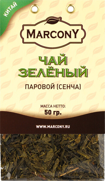 Чай зеленый Marcony паровой (сенча) листовой, 50 г