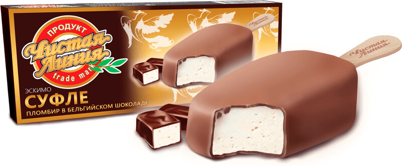 Мороженое Чистая Линия Суфле пломбир в бельгийском шоколаде 70г