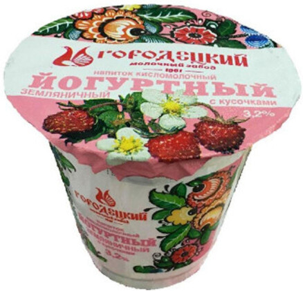 Биойогурт Городец Земляника 3,2% 450г пэт