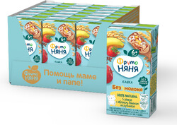 Каша ФрутоНяня безмолочная овсяная с яблоком бананом и клубникой с 6 месяцев 200мл