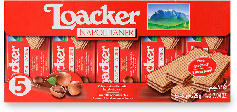 Вафли Loacker Napolitaner с ореховой начинкой, 225г
