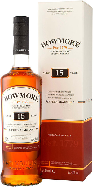 Виски Bowmore 15 y.o. Islay single malt scotch whisky (gift box) - 0.7л