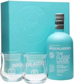 Виски Bruichladdich The Classic Laddie Islae single malt scotch whisky (gift box with 2 glasses) 0.7л