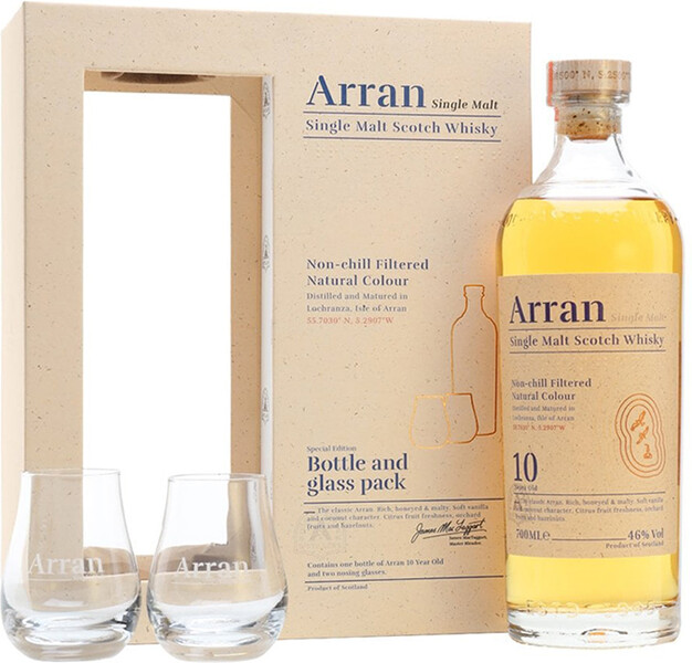 Виски Arran 10 years 0.7 л с 2 бокалами