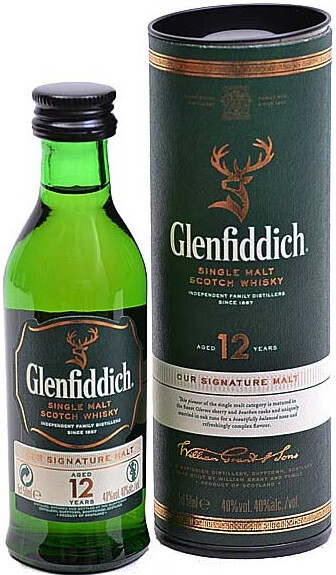 Виски Glenfiddich 12 лет 0,05 л подарочной упаковке туба