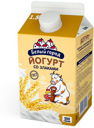 Йогурт питьевой «Белый Город» злаки 1,5%, 500 мл