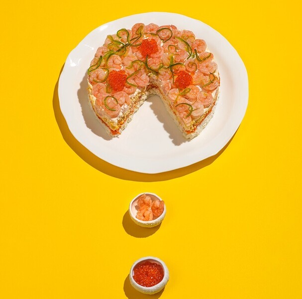Салат с креветками и красной икрой рецепт с фото пошагово