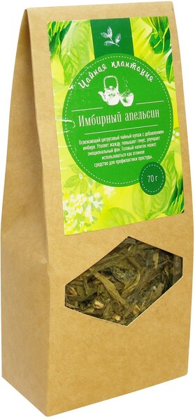 Чай зеленый ЛЕНТА Имбирный апельсин байховый ароматизированный 70г
