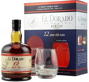 Ром El Dorado 12 Years 0.7 л с 2 бокалами
