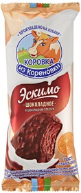 Мороженое Коровка из Кореновки пломбир шоколадный в шоколадной глазури с какао-крупкой эскимо 70 г.