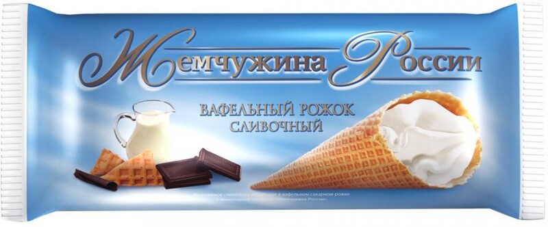 Мороженое Жемчужина России сливочный рожок, 110г