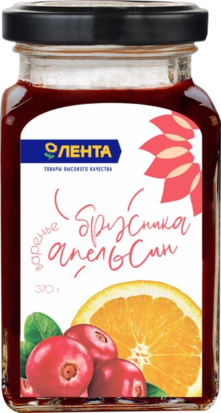 Варенье ЛЕНТА Брусника, апельсин, 370г