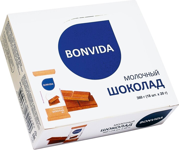 Шоколад молочный BONVIDA, 18x20г