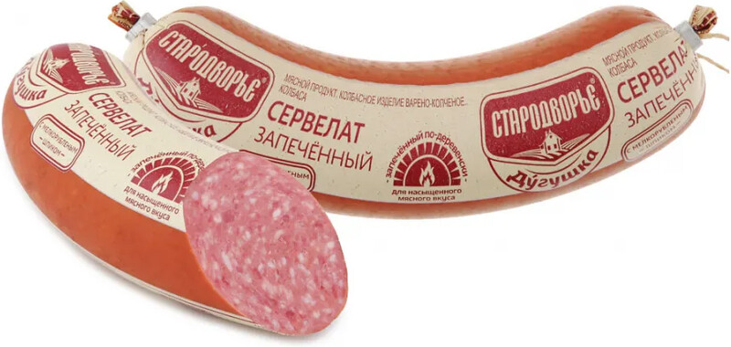 Колбаса варено-копченая Стародворье Дугушка сервелат запеченный 350 г
