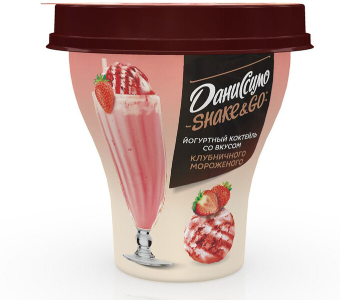 Коктейль Даниссимо йогуртный со вкусом клубничного мороженого 5.2% 260 г