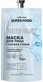 Маска для лица Cafe Mimi Super Food Голубая глина 100мл