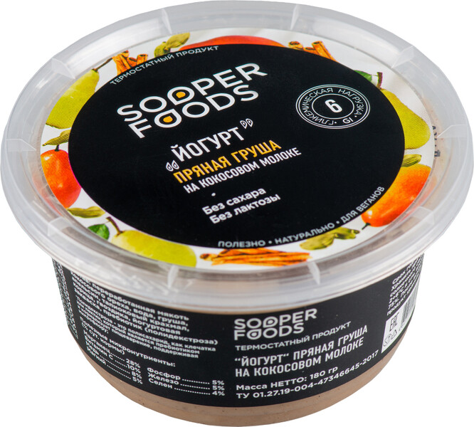Йогурт Sooperfoods термостатный Пряная груша 180 г
