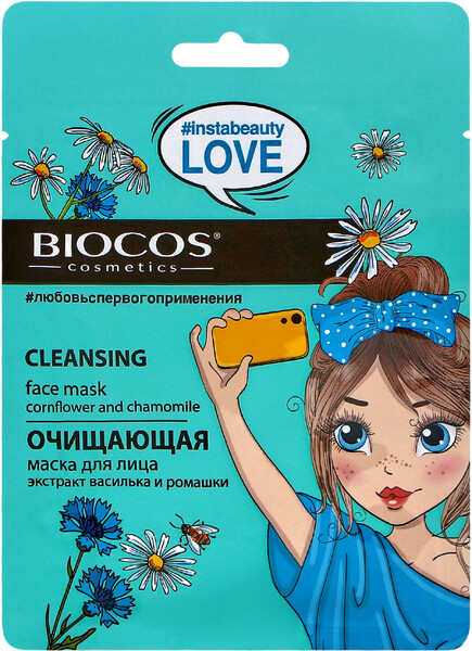 Маска Biocos 36374 тканевая для лица очищающая