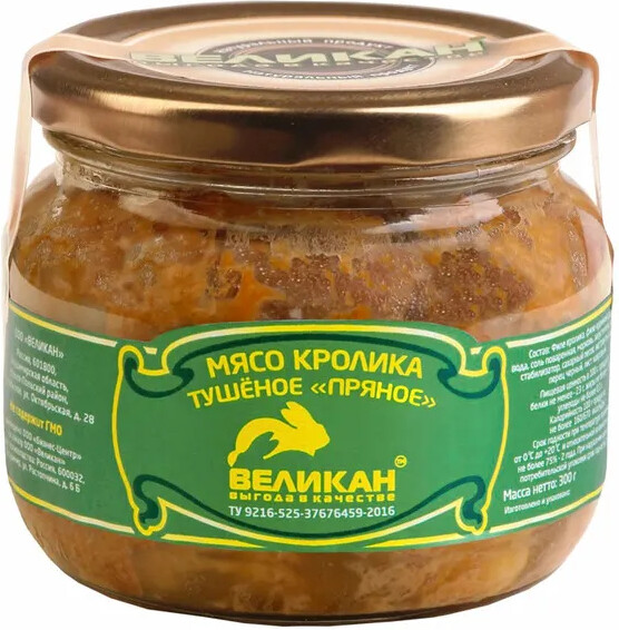 Мясо кролика Великан пряное, тушеное, 300 г