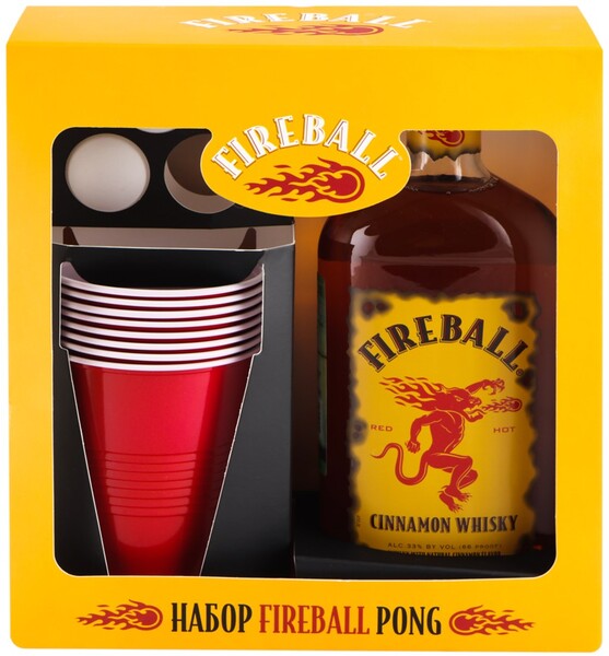 Напиток спиртной на основе виски FIREBALL 33% + 8 пластиковых стаканов + 3 шара для настольного тенниса, п/у, 0.75л Канада, 0.75 L