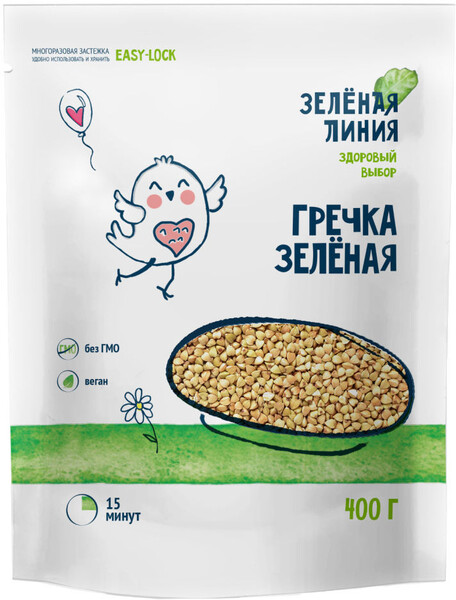 Крупа Зеленая линия Гречневая зеленая 400г