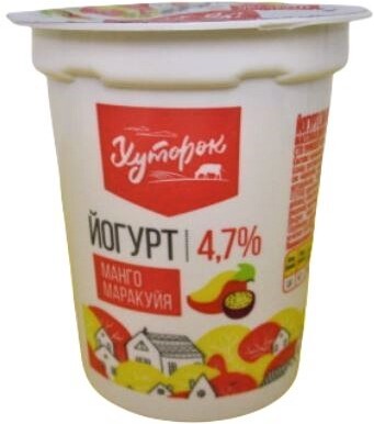 Йогурт Хуторок Манго-маракуйя, 4,7%, 120 г
