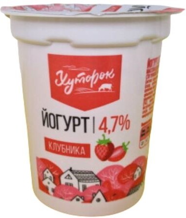 Йогурт Хуторок Клубника, 4,7%, 120 г